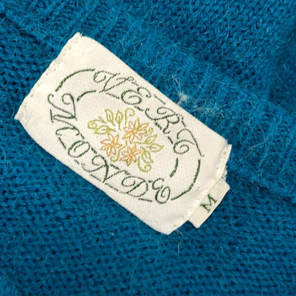Vintage 80s Blue Button Thin Knit Cardigan Uk Women's Size Medium