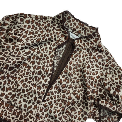 Blanco Y2K V-Neck Leopard Print Blouse Womens UK Size 12