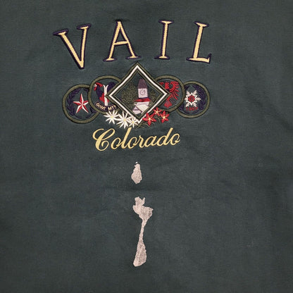 Vail 80s Vintage Green Round Neck Oversized Sweatshirt Uk Women's Size 20/22