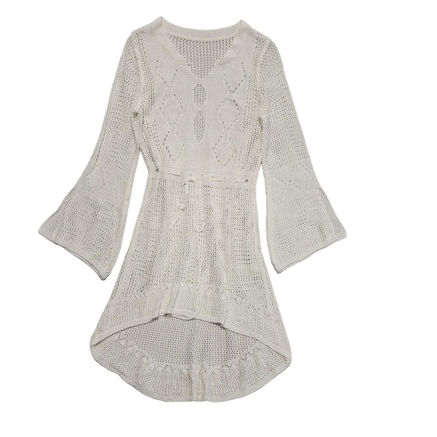 Vintage Y2k White Long Sleeve Daywear Dress Uk Women's Size 12