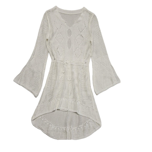 Vintage Y2k White Long Sleeve Daywear Dress Uk Women's Size 12