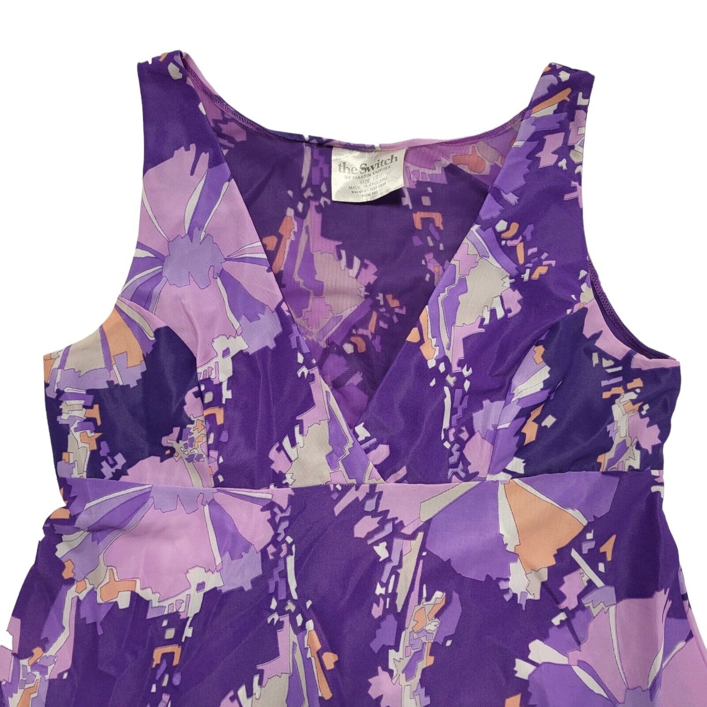 70s Vintage The Switch Purple Geometric Daywear Maxi Dress Women's Size 10