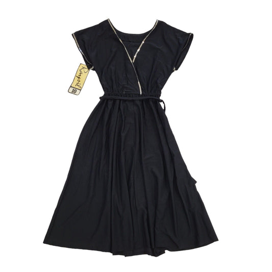 70s Vintage Rampil Black Belted Wrap Fit & Flare Dress Women's Size 10 Bnwt
