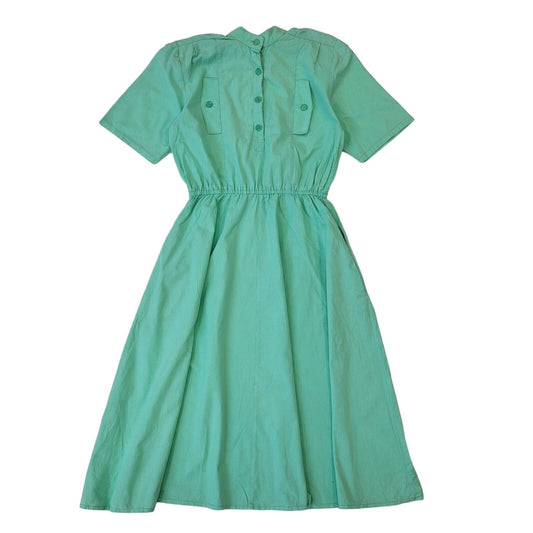 70s Vintage Pastel Green A-Line Daywear Dress Women's Size M 10
