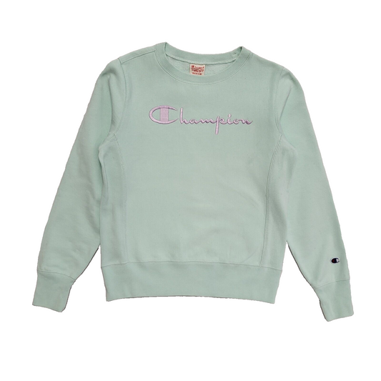 Champion Reverse Weave Vintage Y2K Turquoise Sweatshirt Women's UK Size M