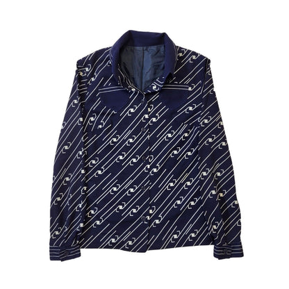 Lerose 70s Vintage Navy Blue & White Blouse Women's Size 14