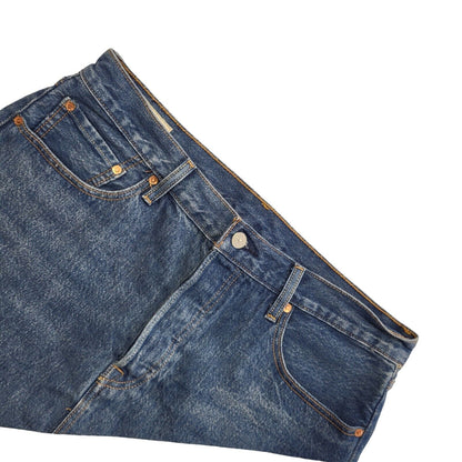 Levi's Vintage Y2K Denim A-Line 2 Tone Blue Short Denim Skirt Womens UK 14 W32