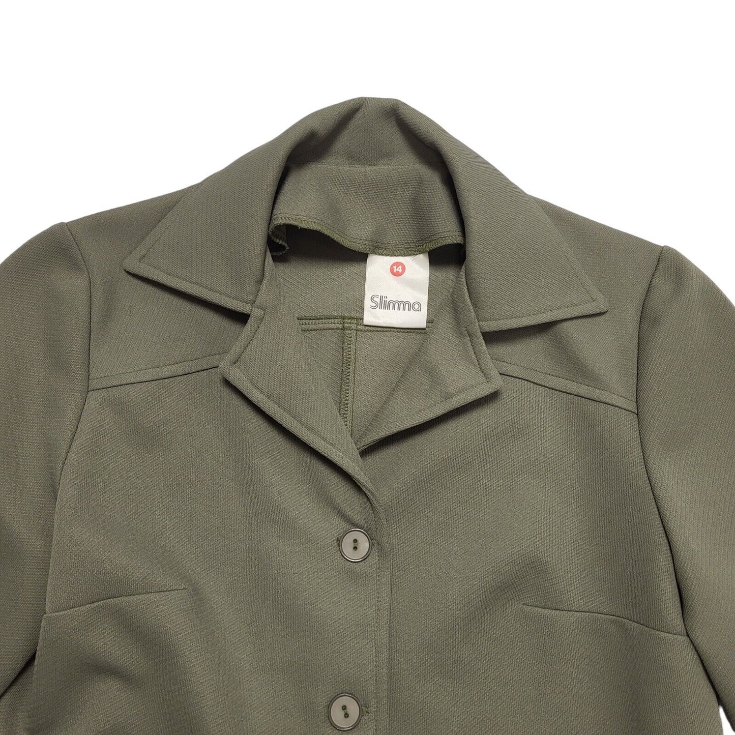 Slimma 70s Vintage Khaki 2 Piece Trouser Suit Uk Women's Size 14 W30