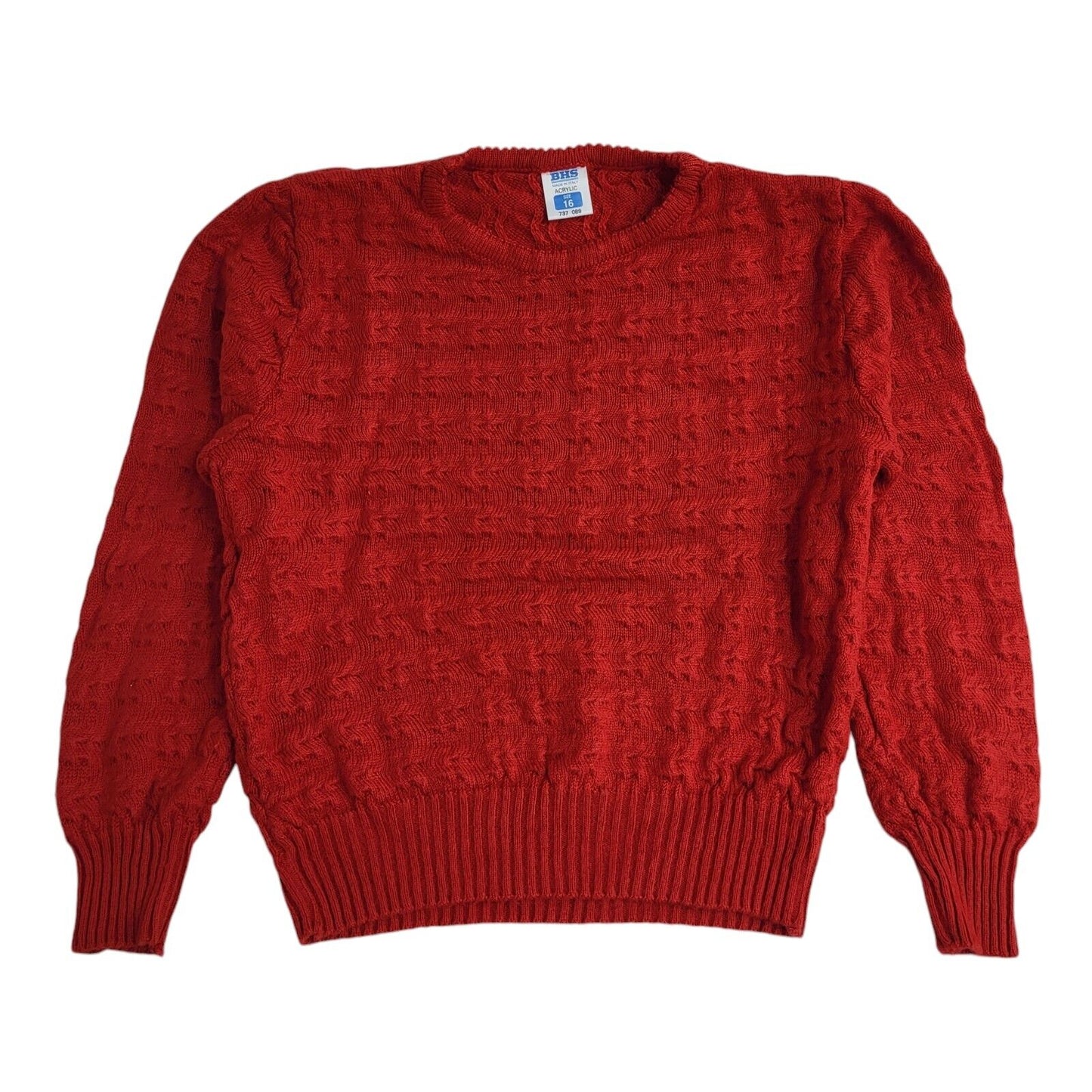 BHS Red Round Neck Vintage 90's Jumper UK Women's Size 16