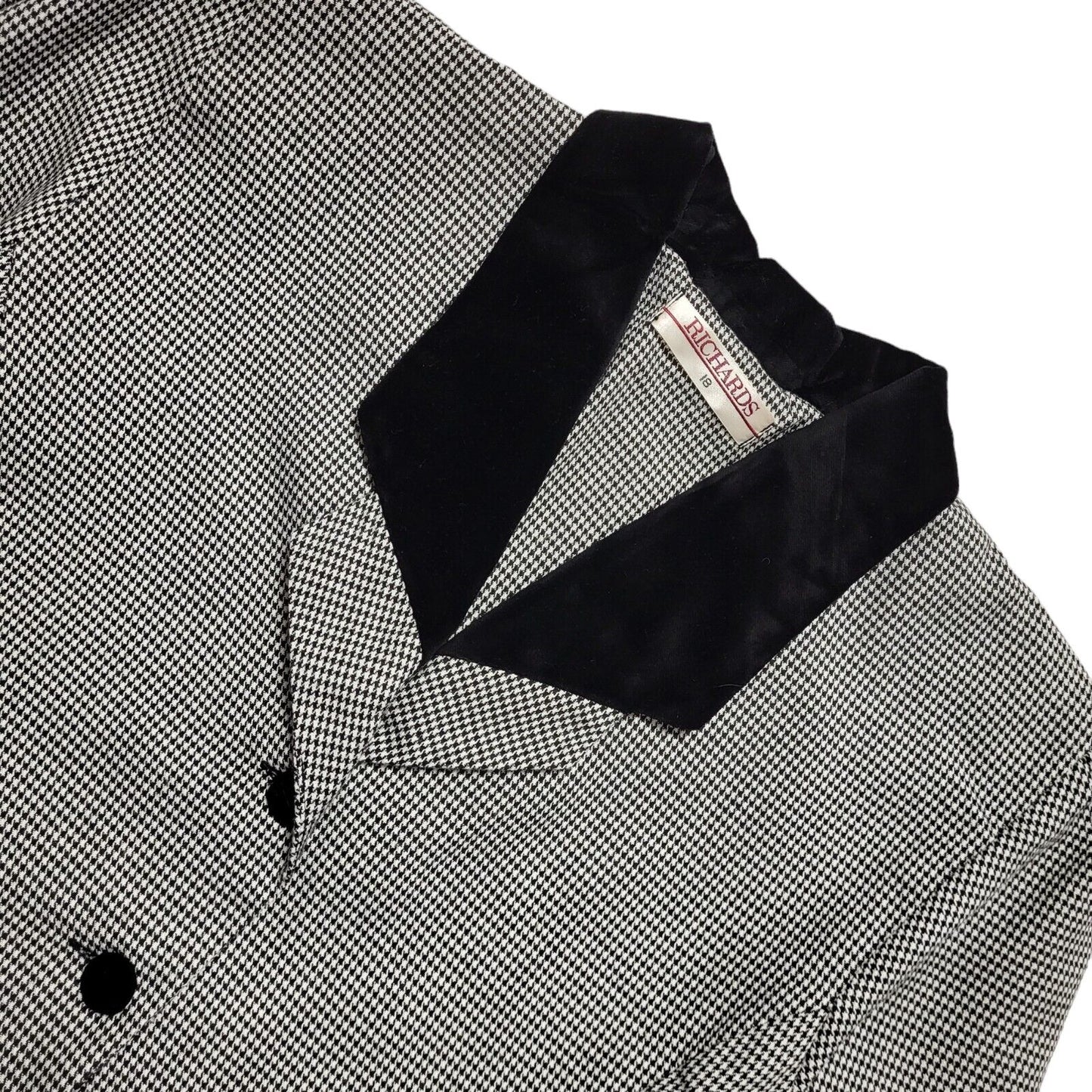 Richards Vintage 80s Black White Check Long Sleeve Dress Uk Women's Size 18 W36