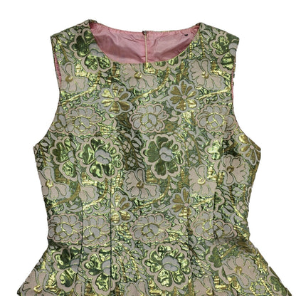 Vintage 70's Shiny Green A-Line Retro Dress Womens UK S 8