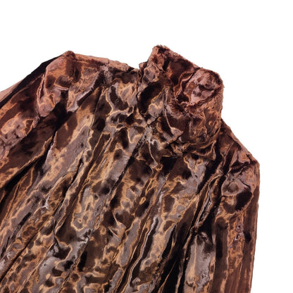 Next 90s Vintage Brown Faux Fur Button High Neck Coat Uk Women's 12