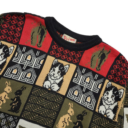 Prime Vintage 90's Multicoloured Animal Jumper UK Womens Size 16