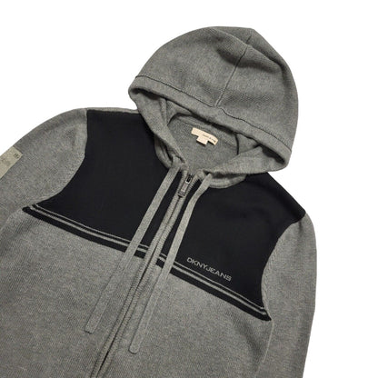 DKNY Vintage Y2K Full Zip Hooded Grey Cardigan Boys Size Large