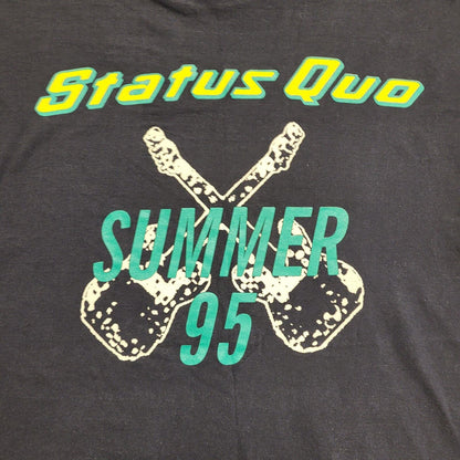 Vintage 90's Black Status Quo Summer '95 Rock Band Tour T-Shirt Mens Size XL