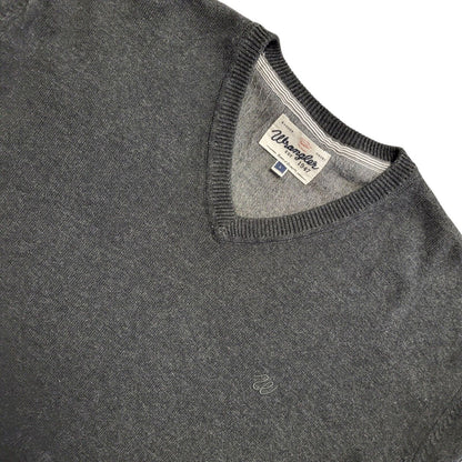 Wrangler Vintage 90's Grey Wool Blend V-Neck Jumper Men's Size Large
