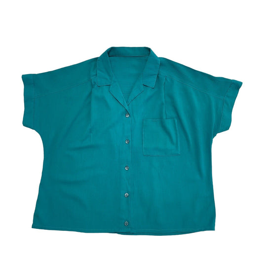 St Michael Vintage 90's Green Button Up Short Sleeve Womens Shirt Size 14