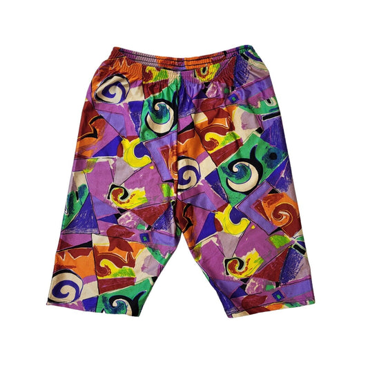 80s Vintage Run & Kick Multicolour Cycling Shorts Women's Size 12 W30