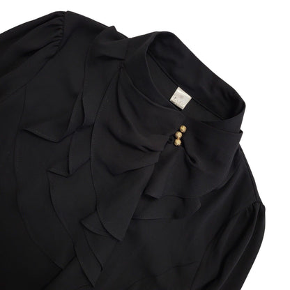Rookie Vintage 90s Black Long Sleeve Blouse Uk Women's Size M