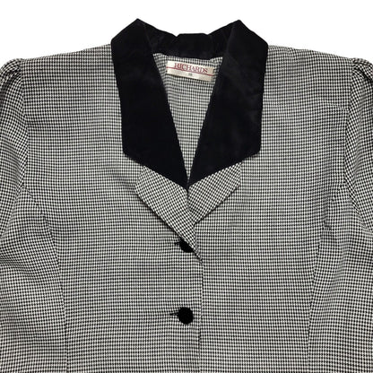 Richards Vintage 80s Black White Check Long Sleeve Dress Uk Women's Size 18 W36