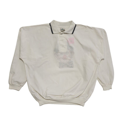 Willow Pointe Vintage 90's White 1/4 Button Clown Sweatshirt Mens UK Size M