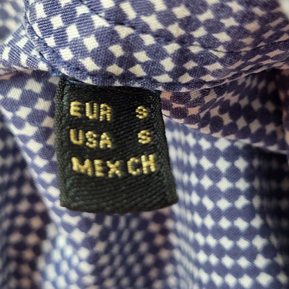 Massimo Dutti Y2K Vintage Blue & White Check Shirt Men's Size Small