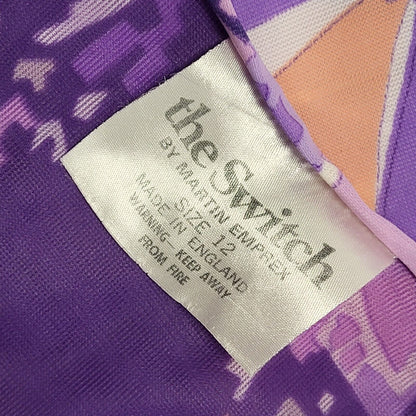 70s Vintage The Switch Purple Geometric Daywear Maxi Dress Women's Size 10
