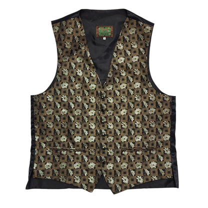 Piscador John Virgo Snooker Vintage 90's Black & Gold Floral Waistcoat Men's L