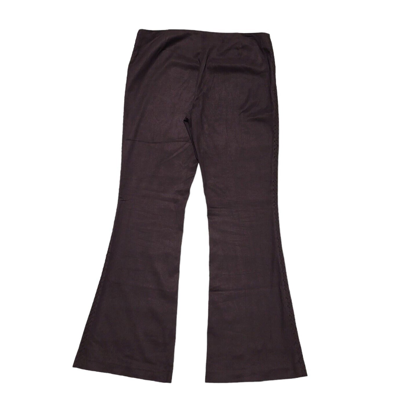 Next 90s Purple Bootcut Mid-Waisted Zip Up Trousers UK Women's 14 W34 L32