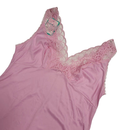 Textil 70s Vintage Light Pink Nightie Slip Dress Women's Size Large