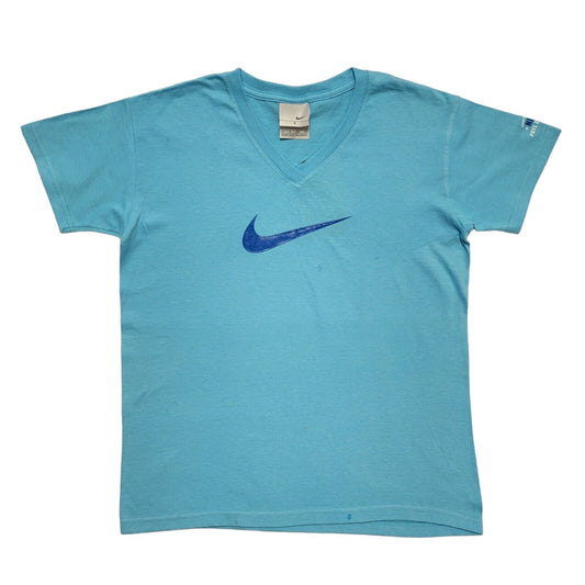 Nike Vintage Y2K Blue V-Neck Short Sleeve T-Shirt BNWT Womens UK Size S
