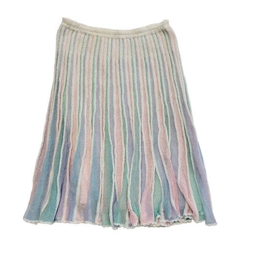 Vintage 80's Multicoloured Striped Midi Skirt Womens UK Size 12 W30