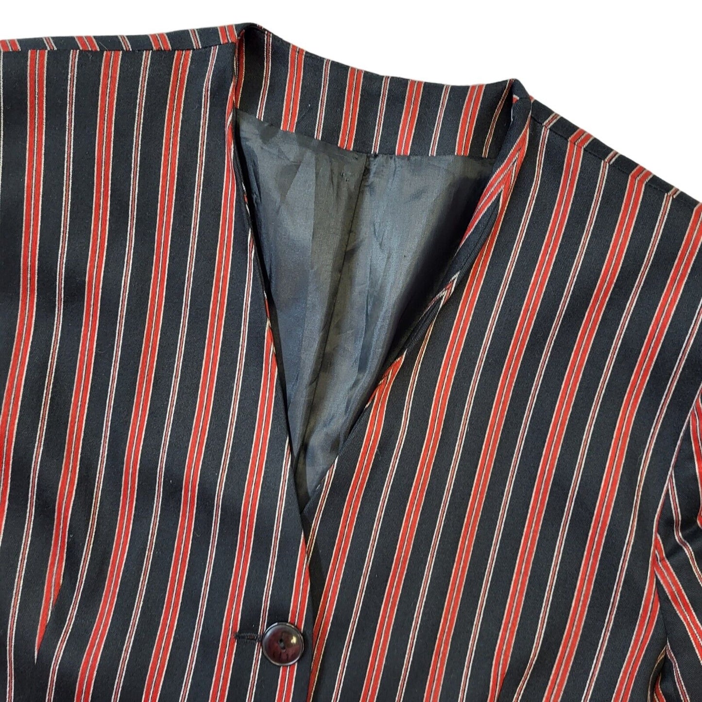 Debenhams 80s Vintage Black & Red Striped Button-Up Women's Jacket Size 14