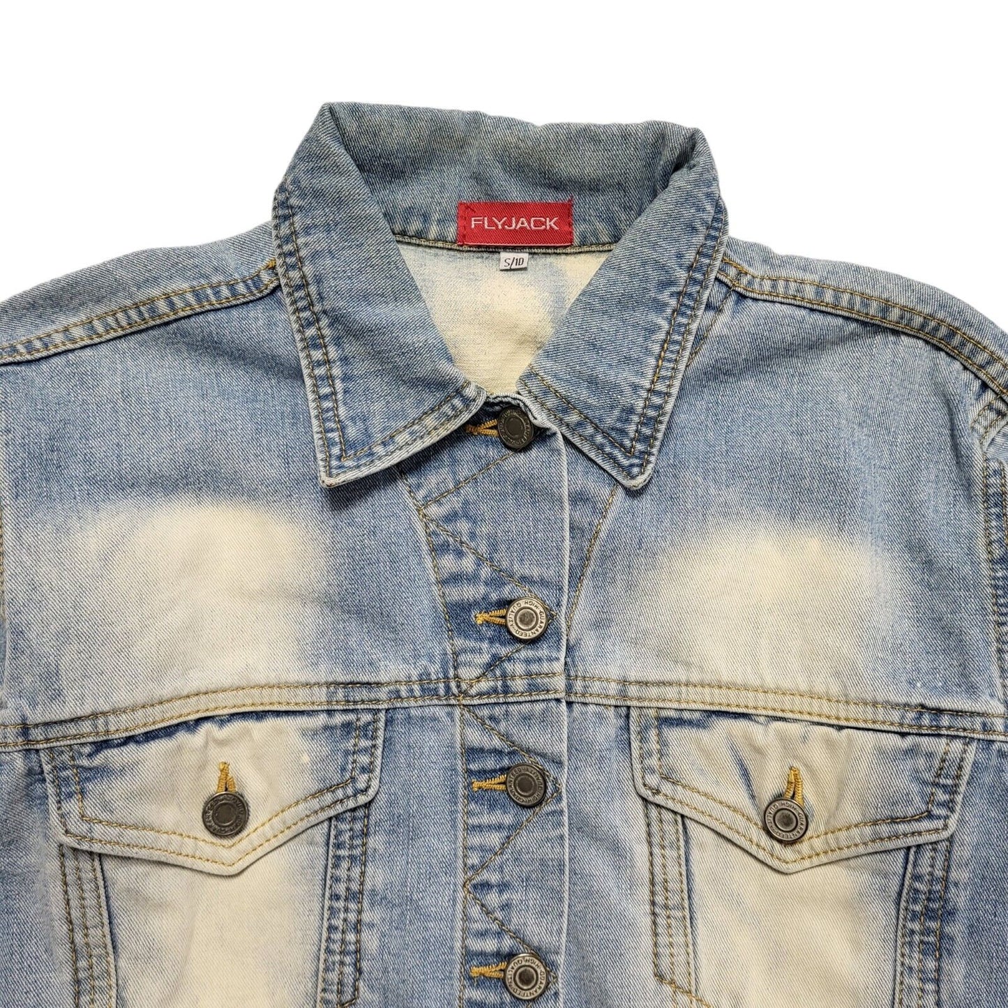 Flyjack Vintage 90's Blue Denim Button Jacket Uk Women's Size S/10