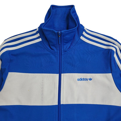 Adidas Blue & White 90s Zipped Sports Tracksuit Top Uk Women's Size Medium