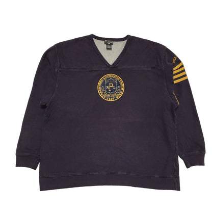 Polo Ralph Lauren Vintage Y2K Purple V-Neck Sweatshirt Mens UK Size XL