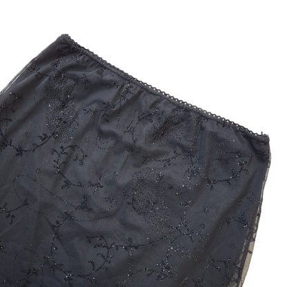 Lipsy Vintage Y2K Black Glitter Print Asymmetrical Skirt Women's Size M/L