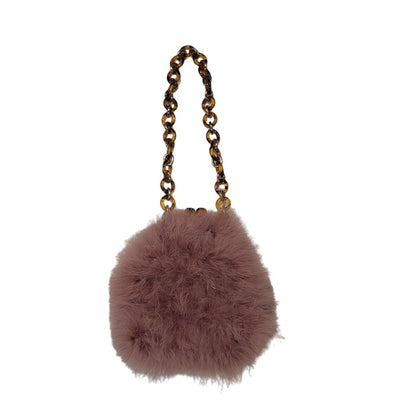 Topshop Pink Faux Fur Small Shoulder Bag Uk Women's Size  8" x 8.5" Bnwt