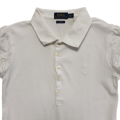 Polo Ralph Lauren Y2K 1/2 Button White Short Sleeve Polo T-Shirt Womens UK S