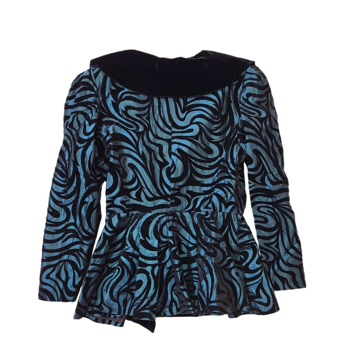 80s Vintage Blue & Black Button-Up Party Jacket Women's  Size 12