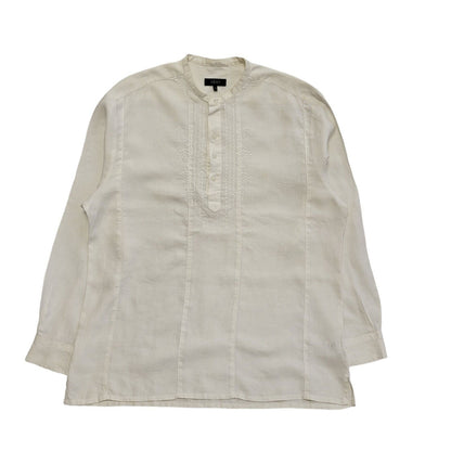 Next Vintage Y2K White Relaxed Fit Round Neck Linen Shirt Men's Size XL