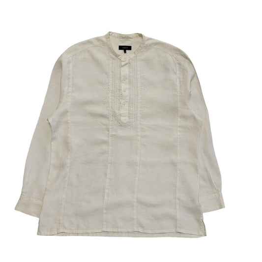 Next Vintage Y2K White Relaxed Fit Round Neck Linen Shirt Men's Size XL