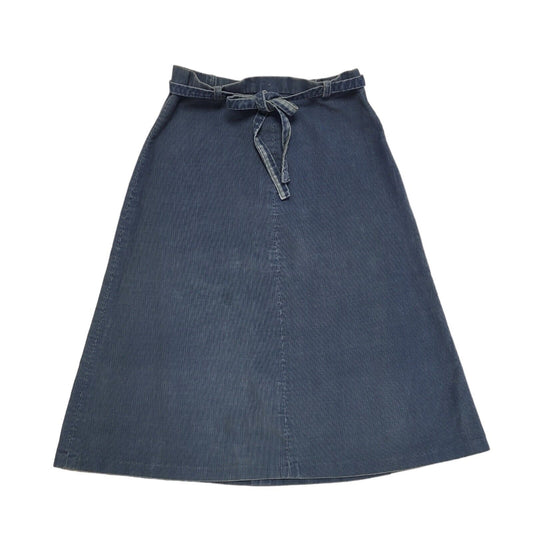 Richwear Vintage 90's Blue Corduroy Midi A-Line Skirt Womens UK 8 W26