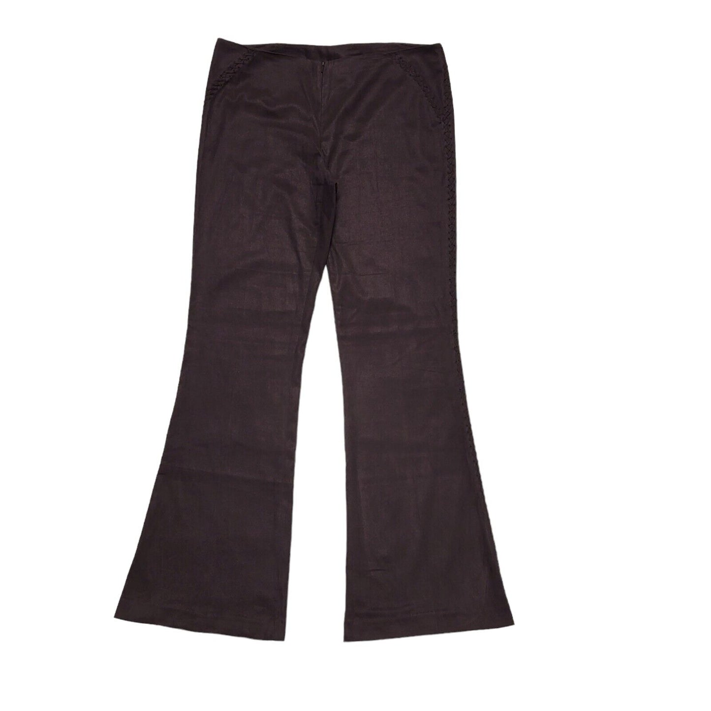 Next 90s Purple Bootcut Mid-Waisted Zip Up Trousers UK Women's 14 W34 L32