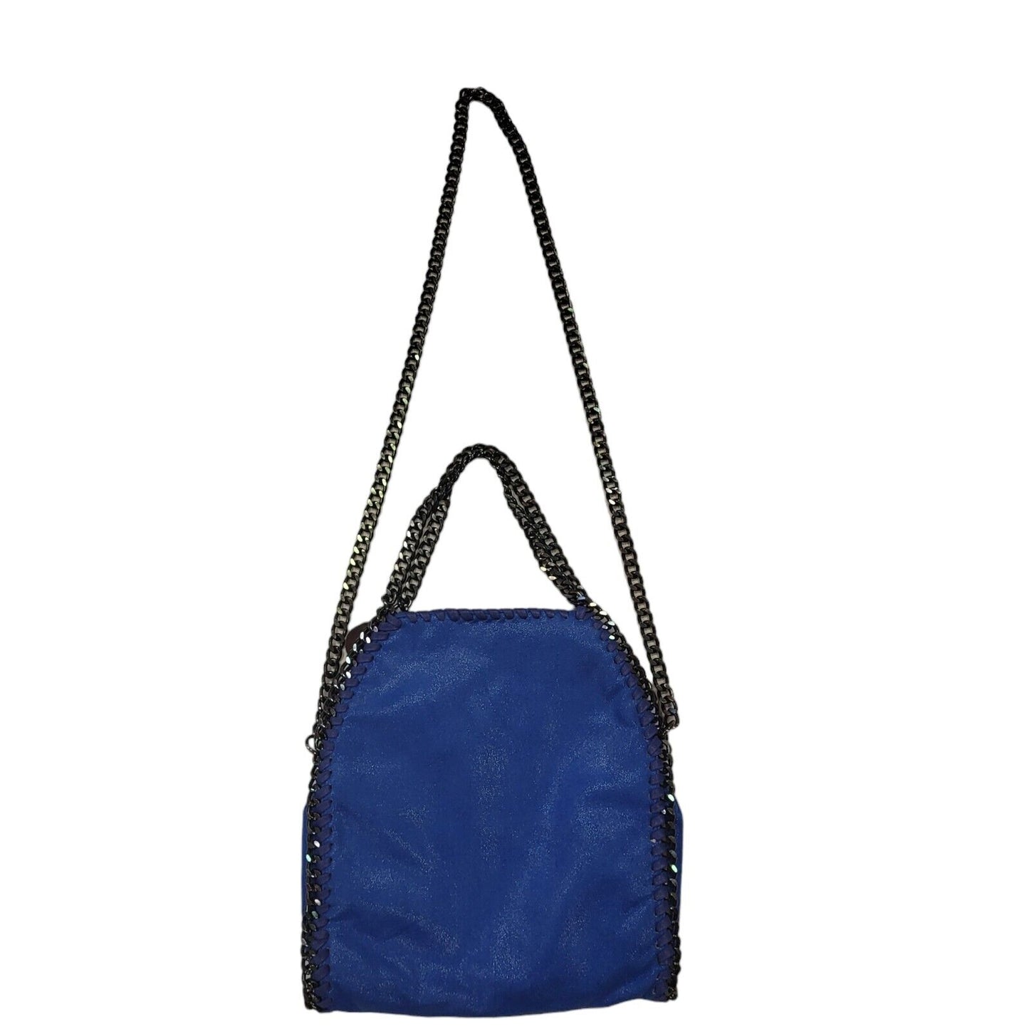 Vintage Blue Faux Suede Leather Small Shoulder Bag Uk Women's Size  10" x 11"