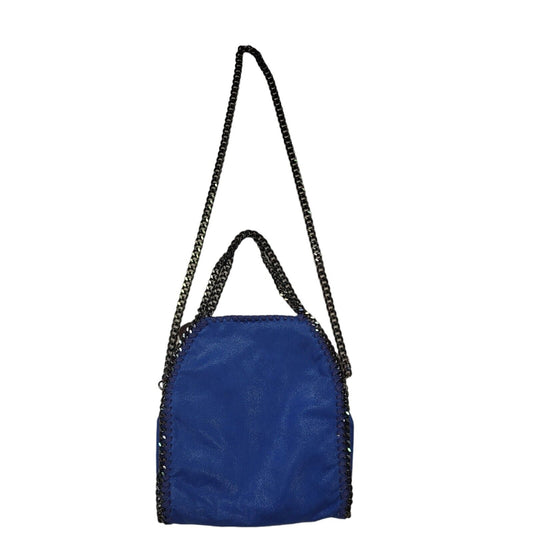 Vintage Blue Faux Suede Leather Small Shoulder Bag Uk Women's Size  10" x 11"