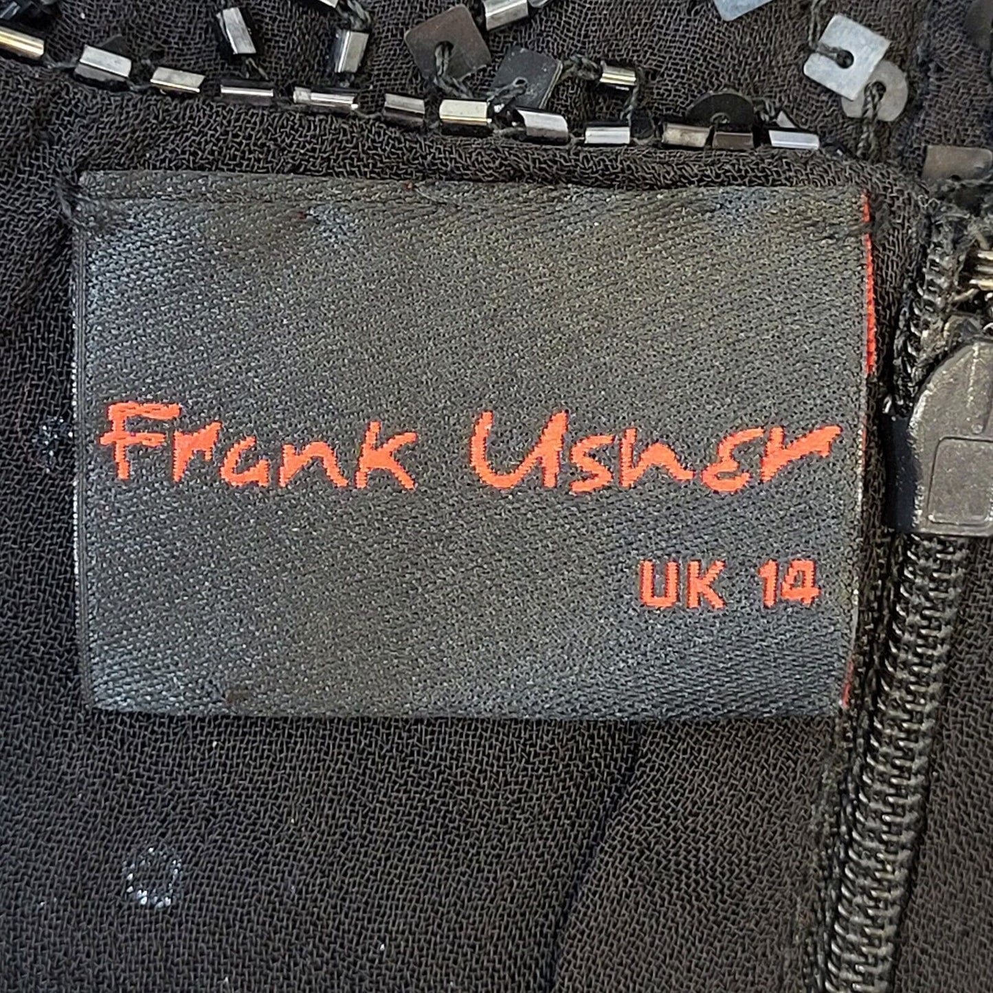 Frank Usher 80s Vintage Black Embellished Blouse Women's Size 14 Eu 42