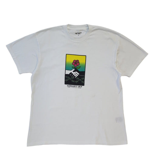 Carharrt 90s Vintage Flower Print White Crew Neck T-Shirt Men's L