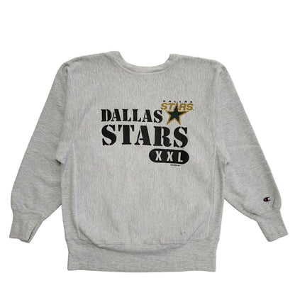 Champion Dallas Stars Reverse Weave Grey Vintage 90s Sweatshirt Uk Men's L