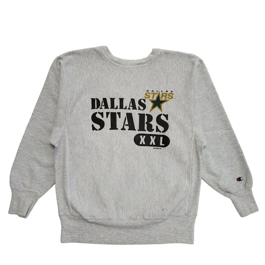 Champion Dallas Stars Reverse Weave Grey Vintage 90s Sweatshirt Uk Men's L